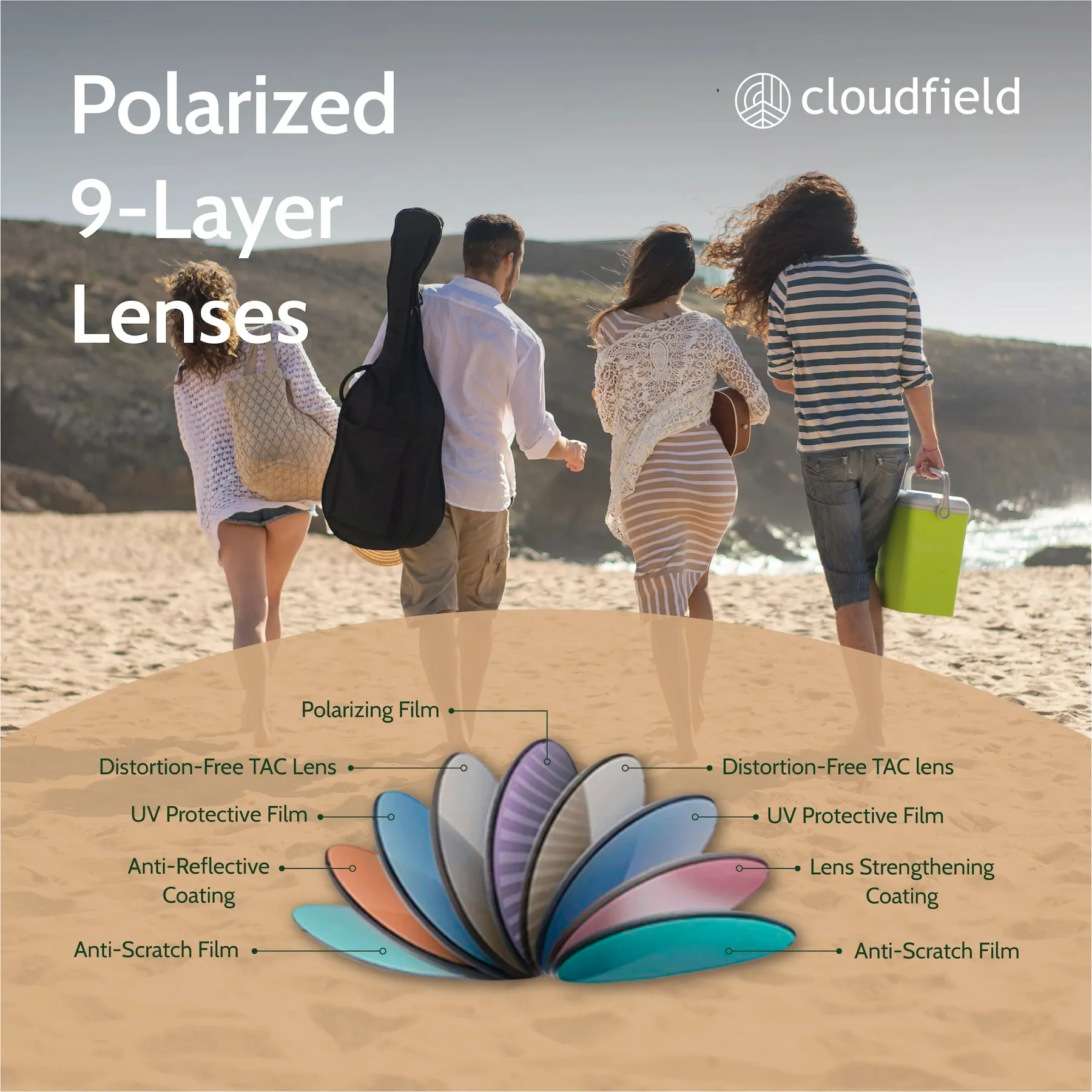 Cloudfield Unisex Polarized Wood Sunglasses - Oakwood sold by Cloudfield product image thumbnail 4