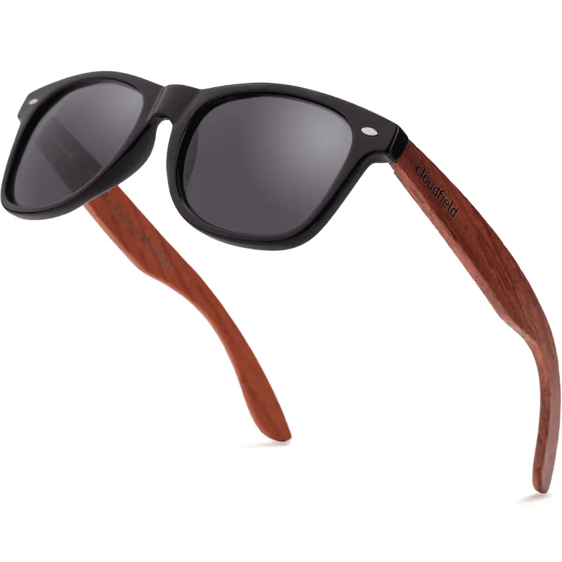 Cloudfield Unisex Polarized Wood Sunglasses- Shadow Black sold by Cloudfield