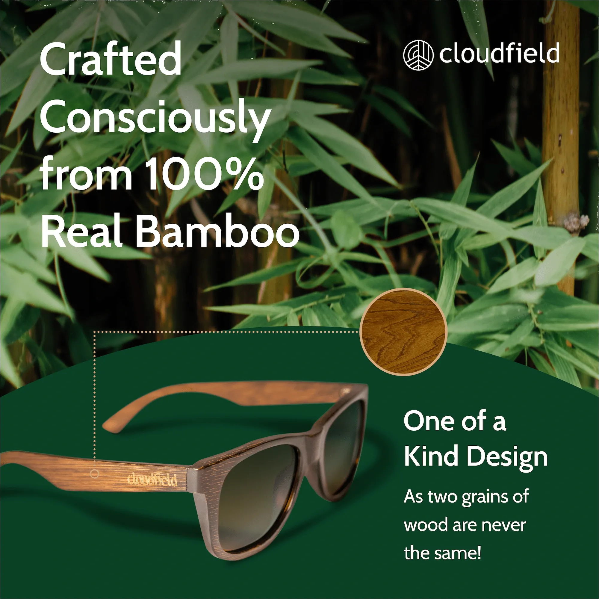 Cloudfield Unisex Polarized Wood Sunglasses - Brown sold by Cloudfield product image thumbnail 2