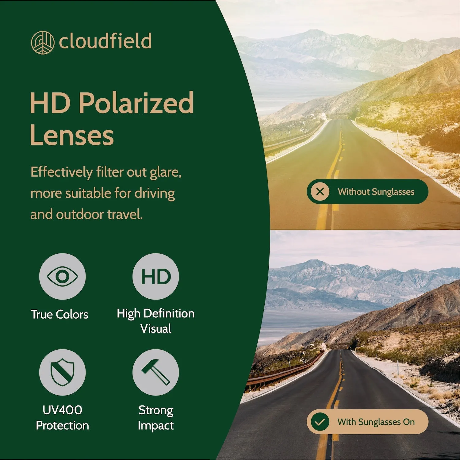 Cloudfield Unisex Polarized Wood Sunglasses - Brown sold by Cloudfield product image thumbnail 5