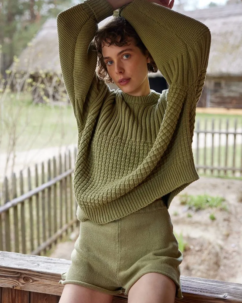 Pieva: Olive Cotton Shorts sold by The Knotty Ones product image thumbnail 2