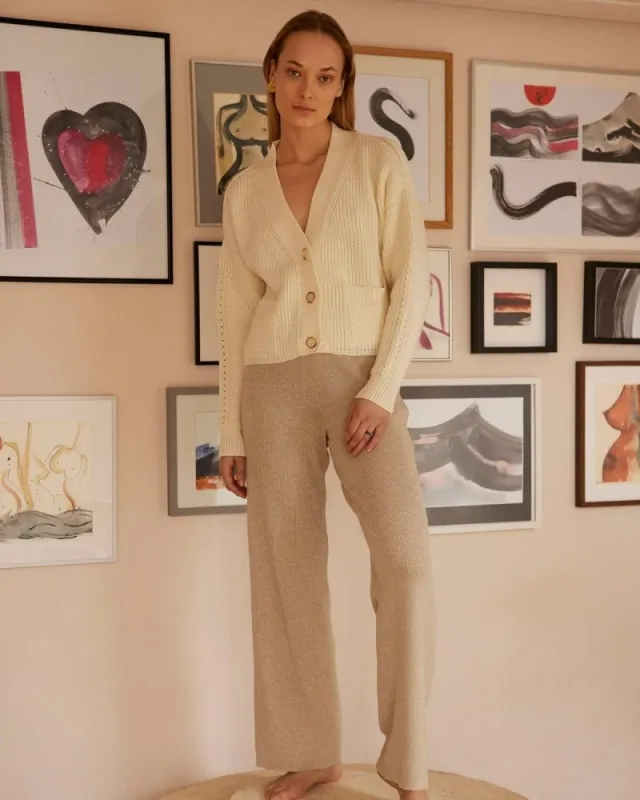 Rib Lounge: Beige Merino Wool Pants sold by The Knotty Ones