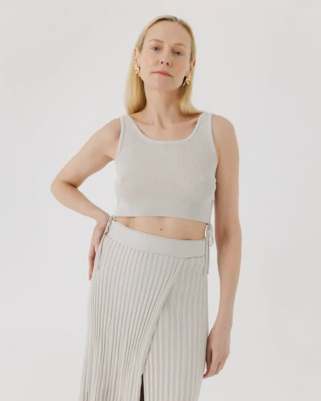 Drebulė: Silver Grey Cotton Crop Top sold by The Knotty Ones