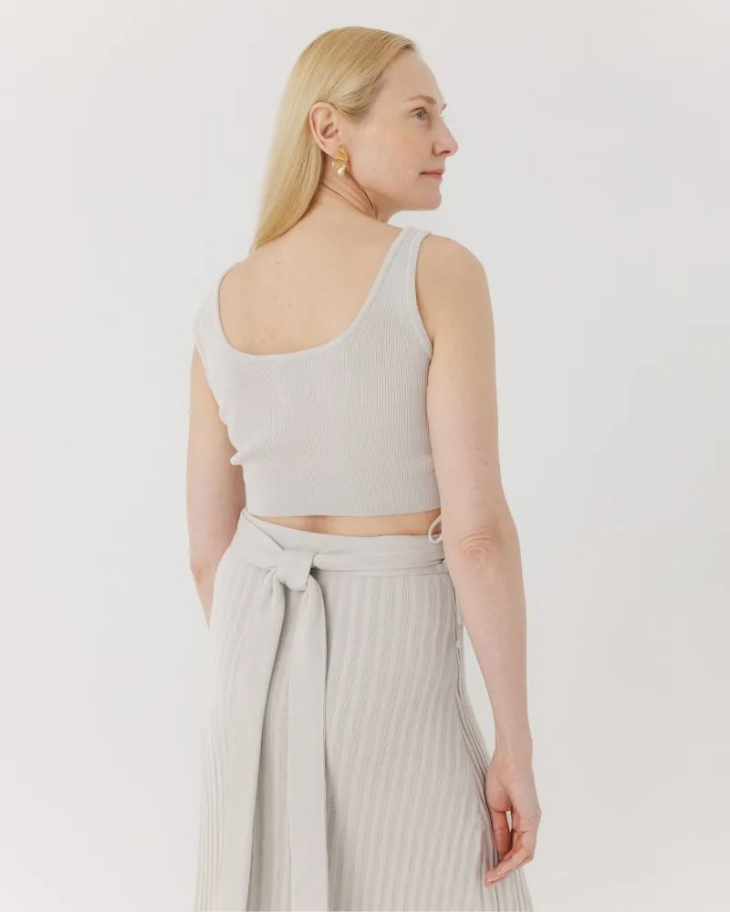 Šatrija Set: Silver Grey Cotton Wrap Skirt & Drebulė Crop Top sold by The Knotty Ones product image thumbnail 4