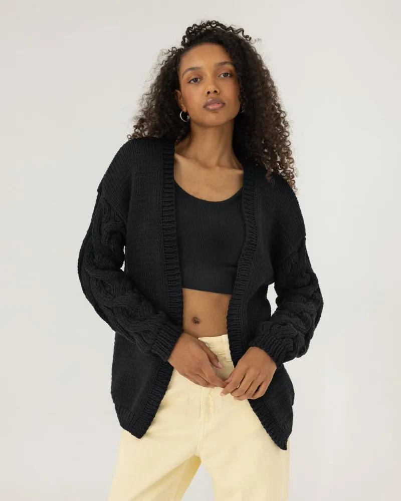 Kovas: Raven Black Cotton Cardigan sold by The Knotty Ones