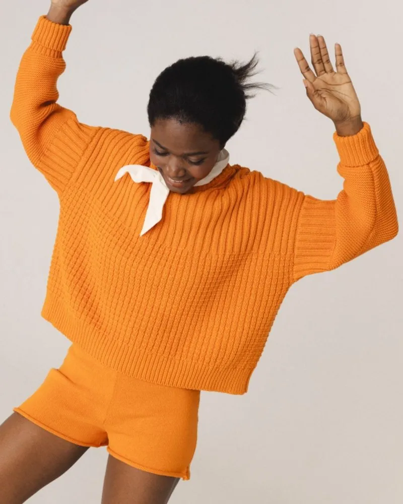 Delčia: Orange Cotton Sweater sold by The Knotty Ones