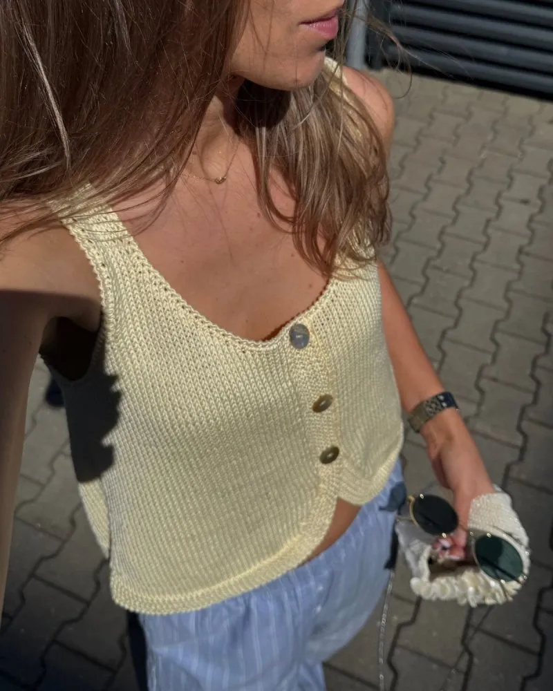 Vėdrynas: Butter Yellow Cotton Top sold by The Knotty Ones product image thumbnail 4