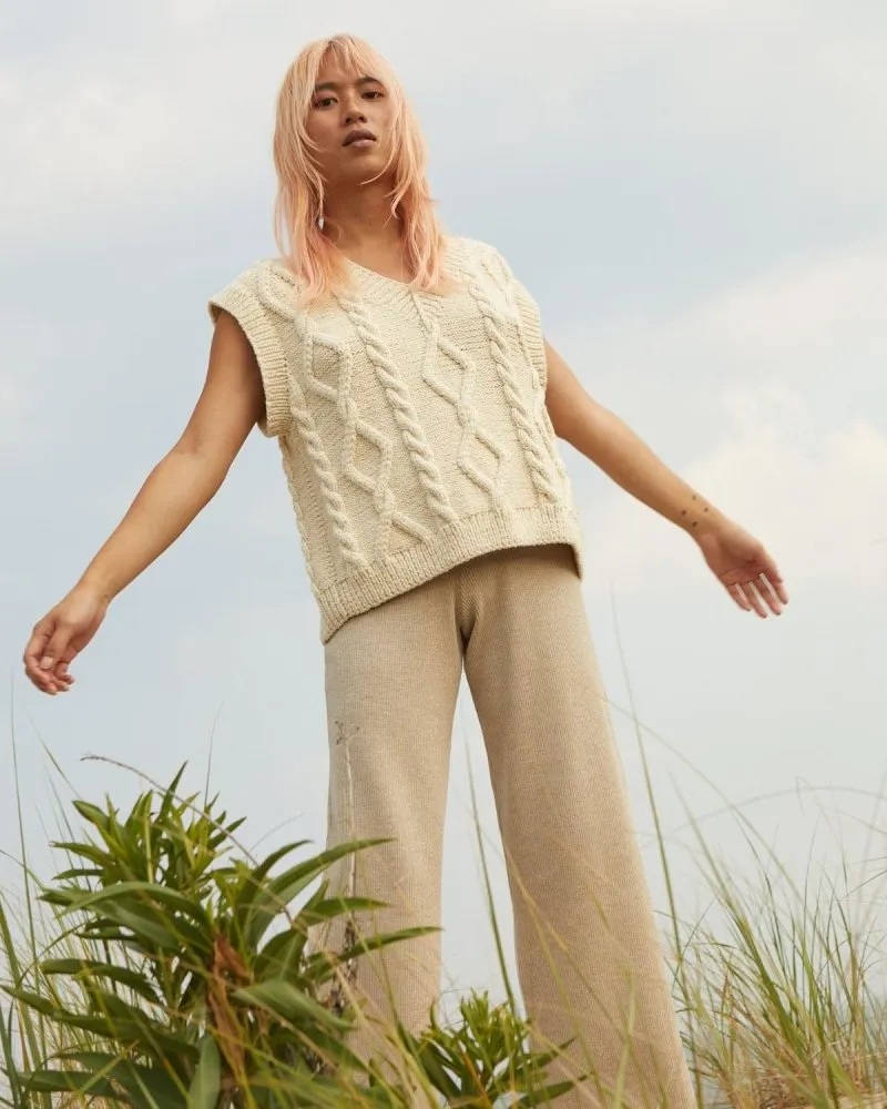 Laimė: Sea Salt Alpaca Wool & Cotton Vest sold by The Knotty Ones product image thumbnail 3