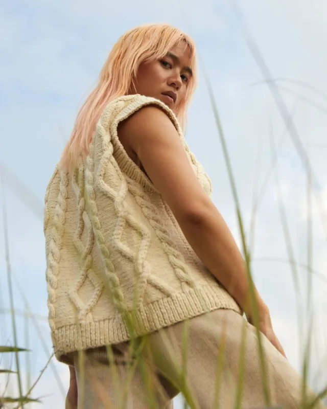 Laimė: Nettle Alpaca Wool & Cotton Vest sold by The Knotty Ones