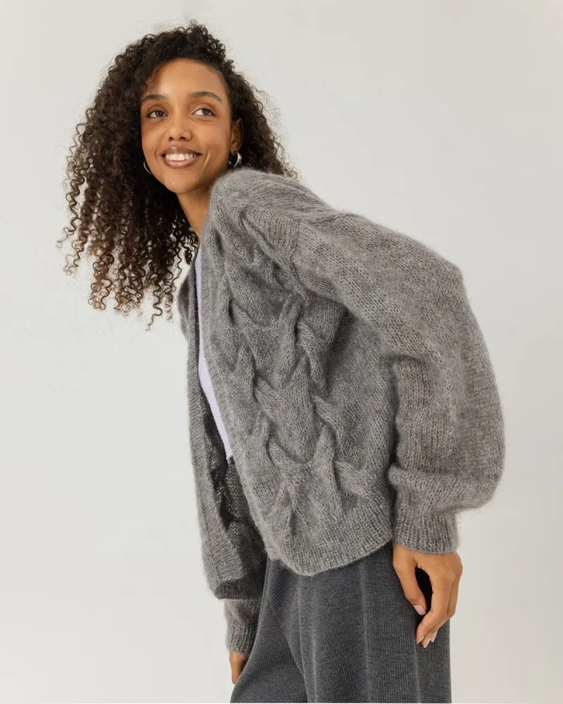 Twisted Erik: Fog Grey Silk Mohair Cardigan sold by The Knotty Ones product image thumbnail 3