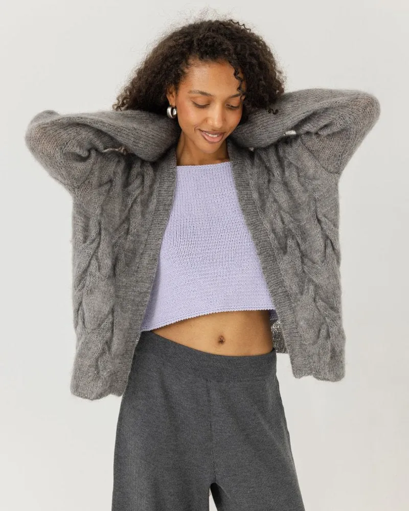 Twisted Erik: Fog Grey Silk Mohair Cardigan sold by The Knotty Ones product image thumbnail 2