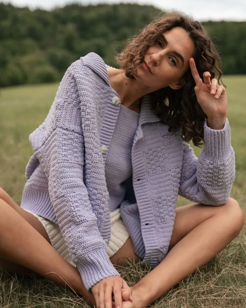Prietema: Lilac Crochet Cotton Jacket sold by The Knotty Ones product image thumbnail 2