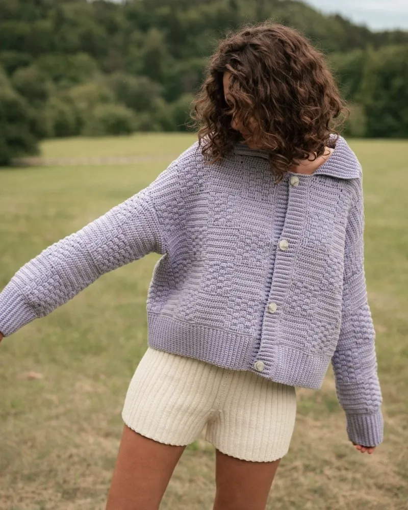 Prietema: Lilac Crochet Cotton Jacket sold by The Knotty Ones