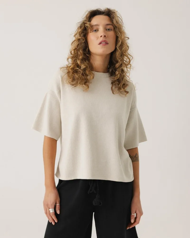 Aistis: Stone Grey Cotton T-shirt sold by The Knotty Ones