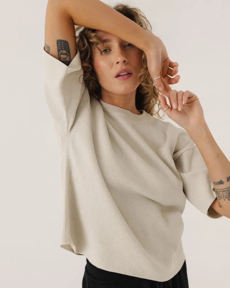 Aistis: Stone Grey Cotton T-shirt sold by The Knotty Ones product image thumbnail 2