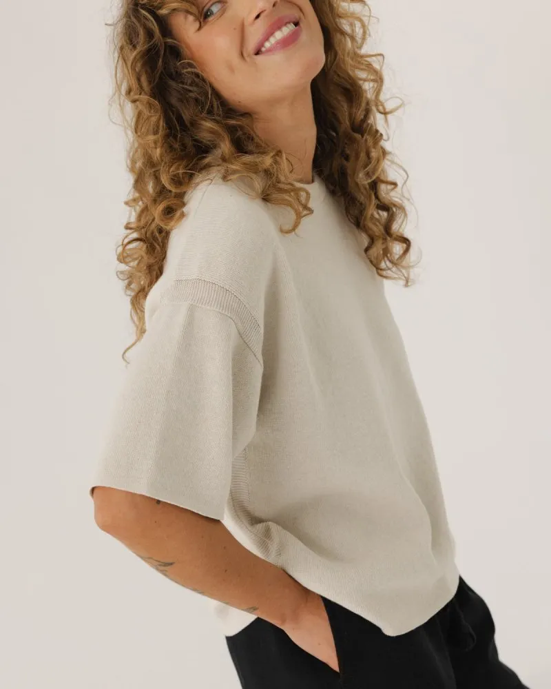 Aistis: Stone Grey Cotton T-shirt sold by The Knotty Ones product image thumbnail 5