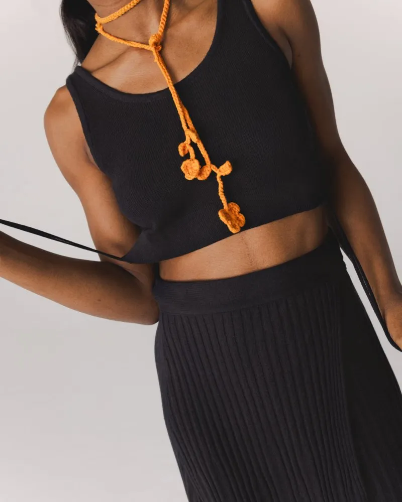Šatrija Set: Black Cotton Wrap Skirt & Drebulė Crop Top sold by The Knotty Ones product image thumbnail 5