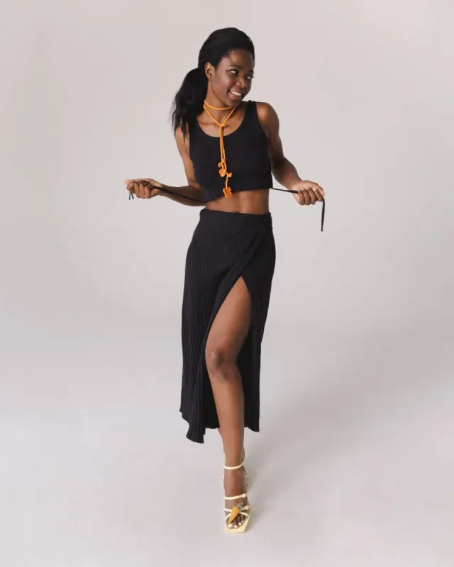 Šatrija: Black Cotton Wrap Skirt sold by The Knotty Ones