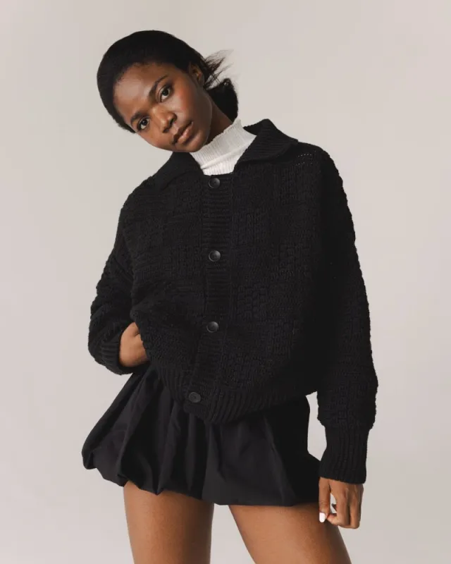 Prietema: Black Crochet Cotton Jacket made by The Knotty Ones