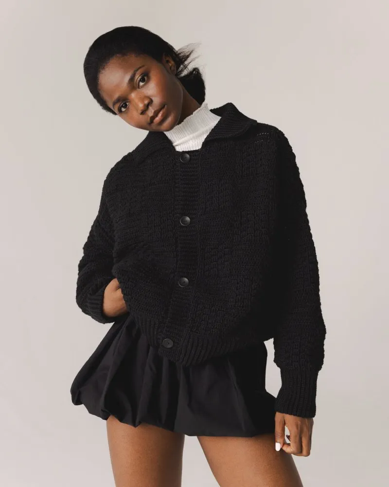 Prietema: Black Crochet Cotton Jacket sold by The Knotty Ones