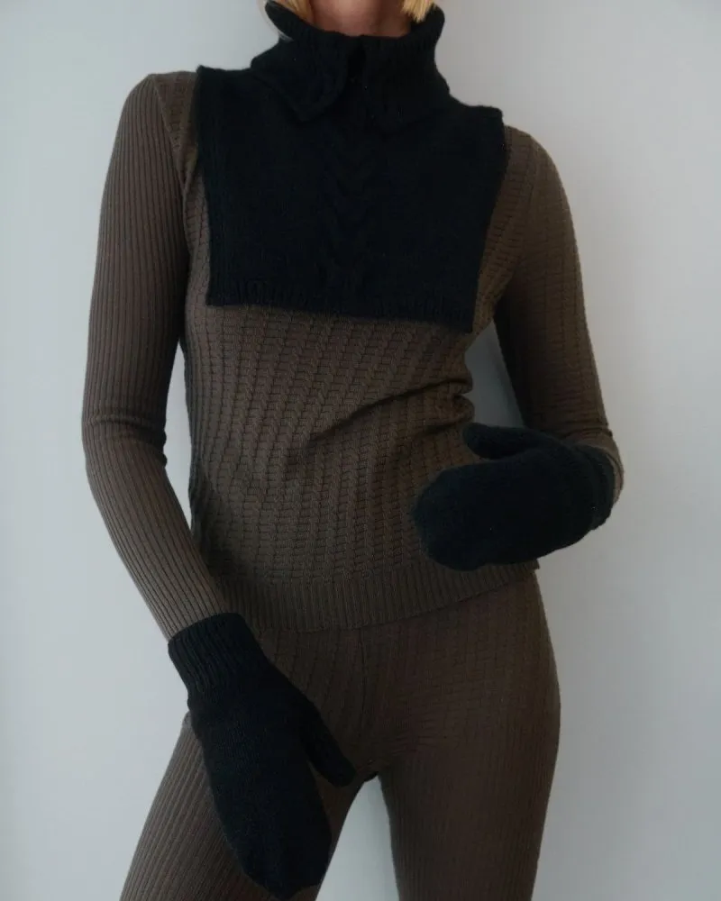 Vilna: Black Alpaca Wool Mittens & Neckwarmer Set sold by The Knotty Ones product image thumbnail 2