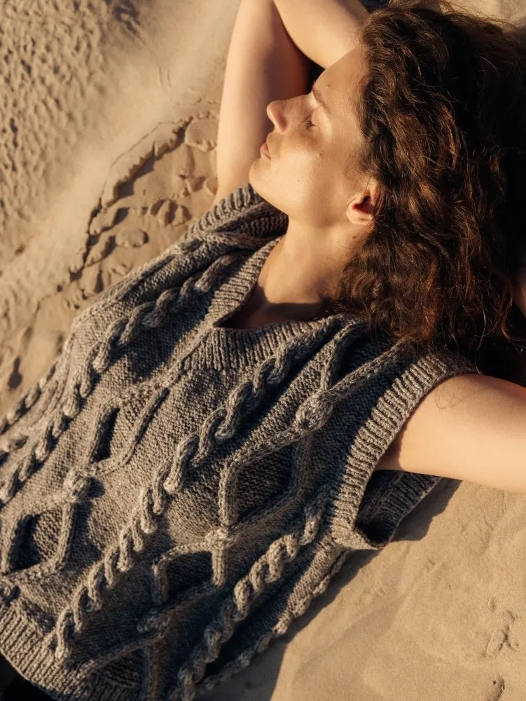 Laimė: Embroidered Cloud Grey Alpaca Wool & Cotton Vest sold by The Knotty Ones product image thumbnail 3