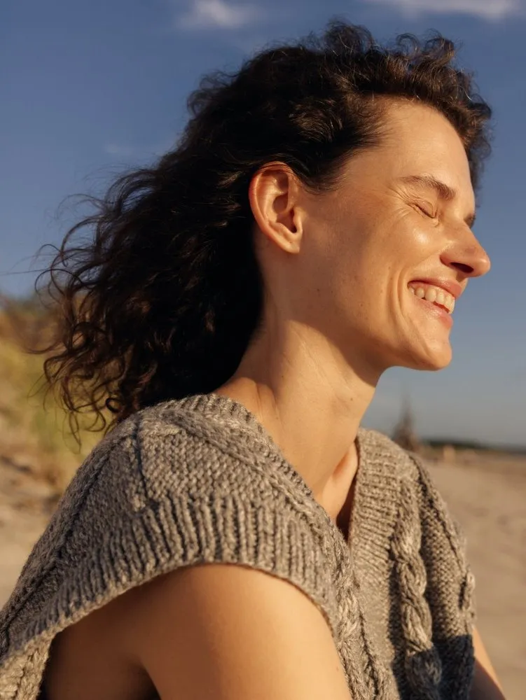 Laimė: Embroidered Cloud Grey Alpaca Wool & Cotton Vest sold by The Knotty Ones product image thumbnail 4