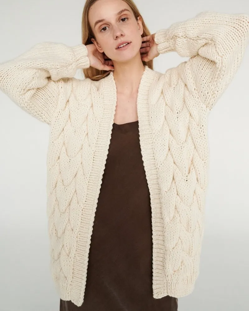 Twisted Erik: Oat Milk Wool Cardigan sold by The Knotty Ones