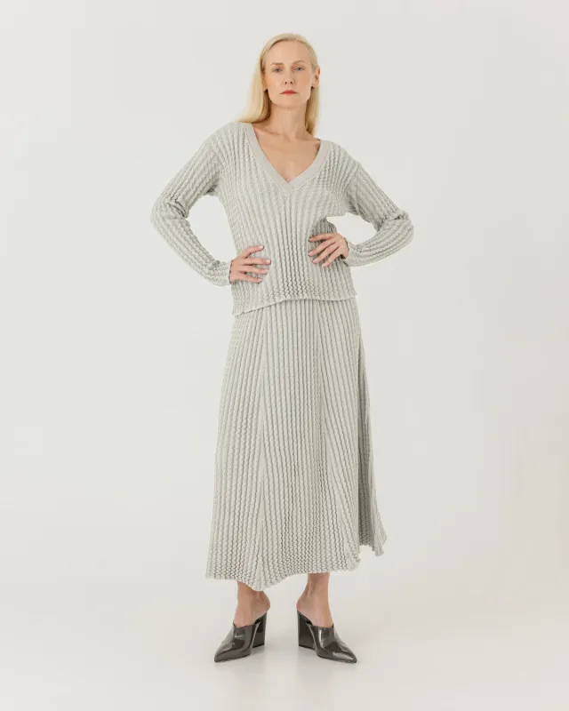Žemės & Vagos: Sky Blue V-neck Sweater & A-line Skirt Set sold by The Knotty Ones