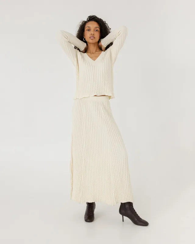 Žemės & Vagos: Sea Salt V-neck Sweater & A-line Skirt Set sold by The Knotty Ones