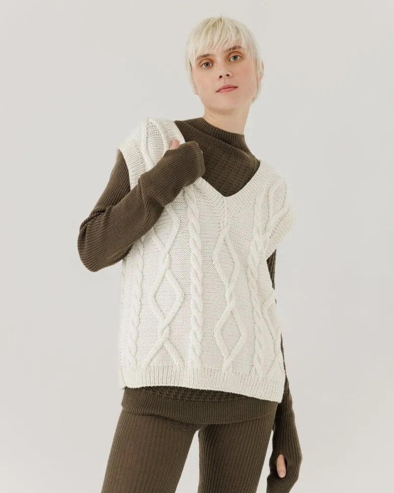 Laimė: Sea Salt Merino Wool Vest sold by The Knotty Ones