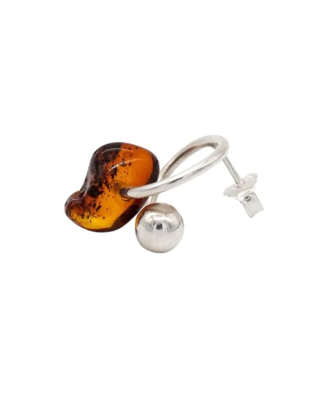 Amber Orb: Dark Small Silver Earrings made by The Knotty Ones