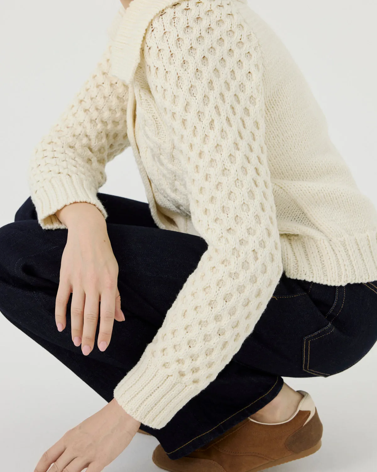 January: Sea Salt Merino Wool Cardigan sold by The Knotty Ones product image thumbnail 2