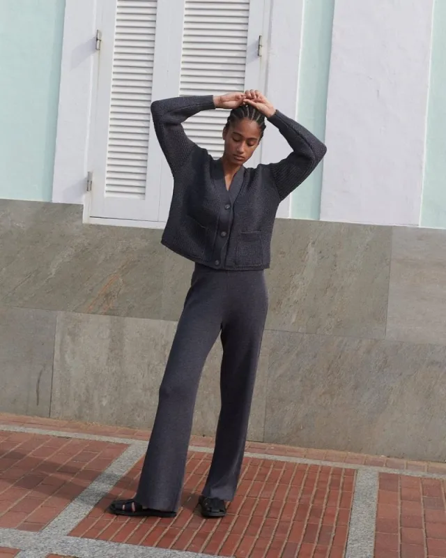 Rib Lounge: Charcoal Merino Wool Pants made by The Knotty Ones