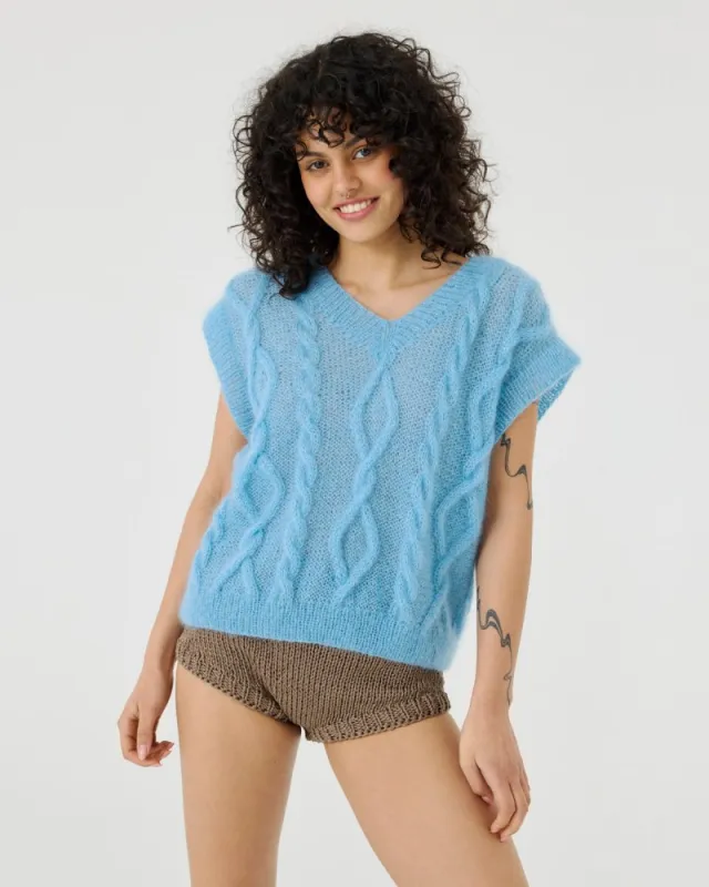 Laimė: Seaglass Silk & Mohair Vest made by The Knotty Ones