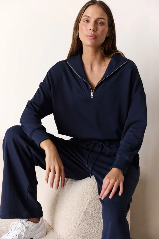 Foundation Half Zip Sweatshirt Navy made by dk active
