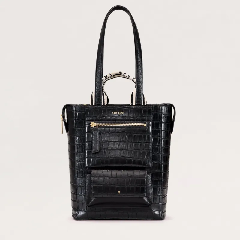 Universo Tote - Noir Croco + Gold sold by Sans Beast