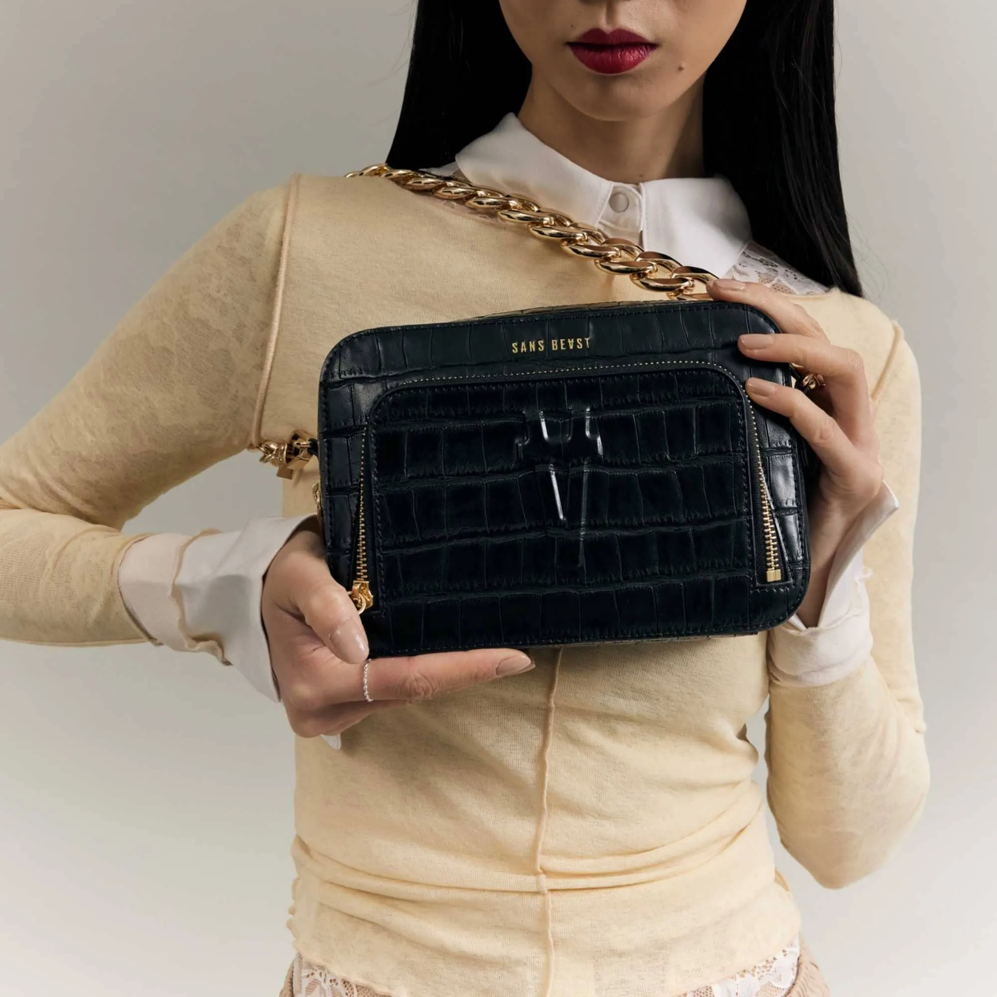 Sojourn Crossbody - Noir Croc Emboss sold by Sans Beast product image thumbnail 5