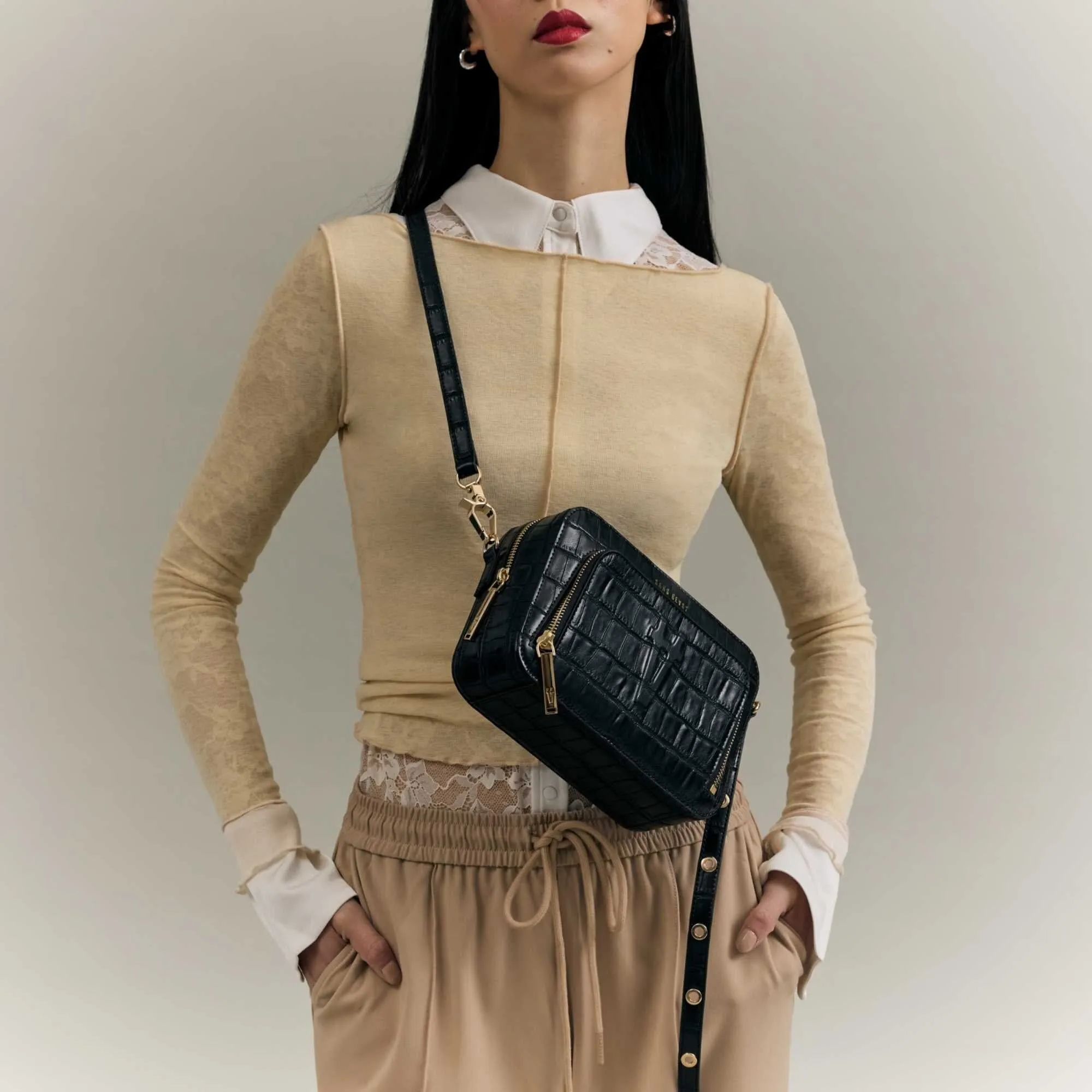 Sojourn Crossbody - Noir Croc Emboss sold by Sans Beast product image thumbnail 3