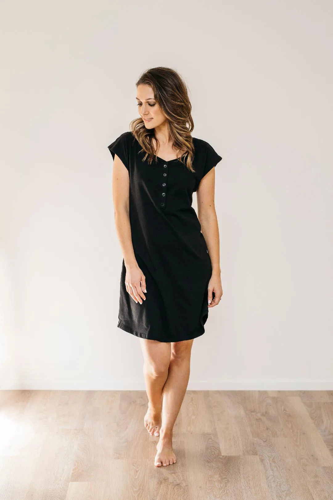 sleepshirt in vintage black sold by Sorella Organics