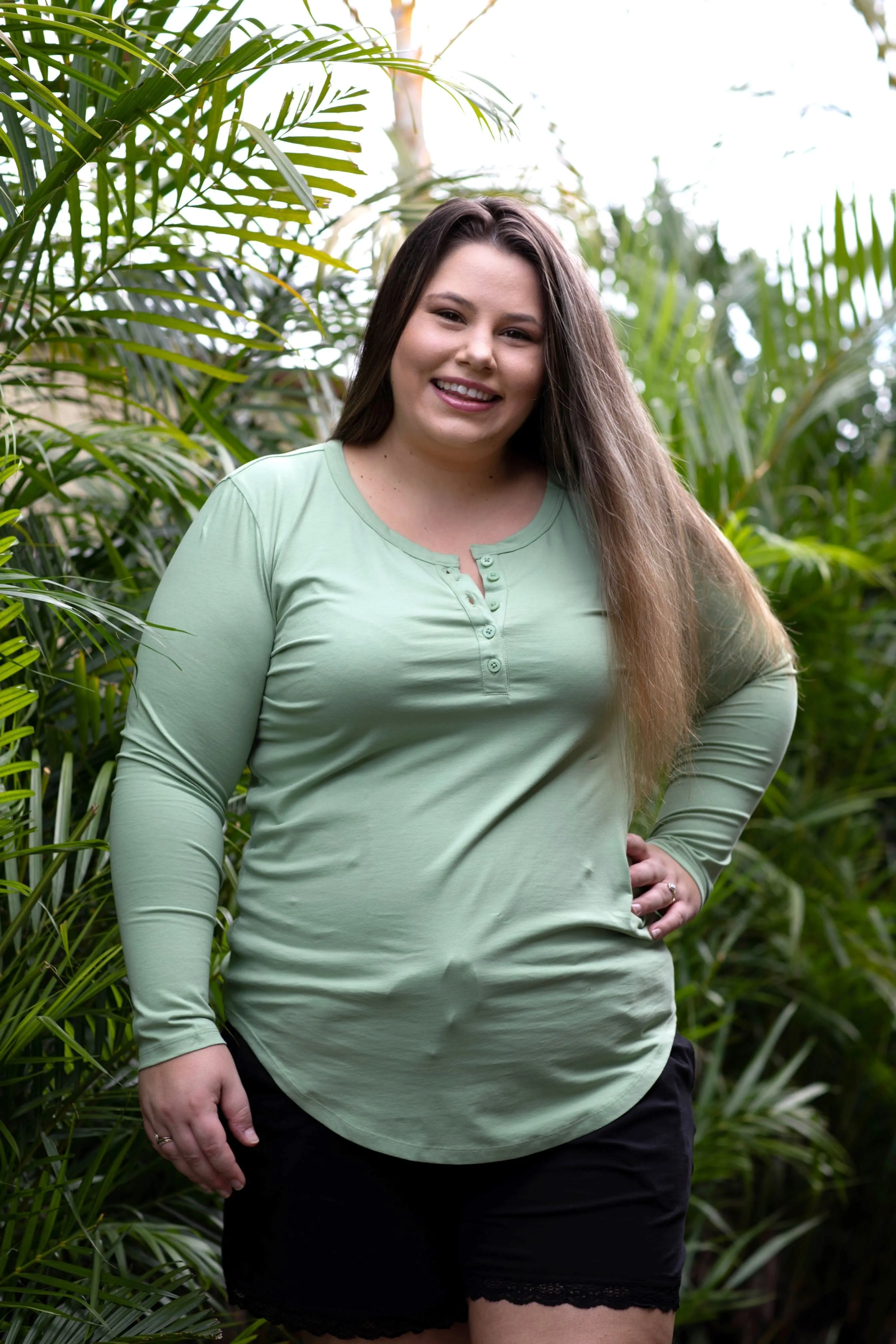 long sleeve T in sage sold by Sorella Organics product image thumbnail 4