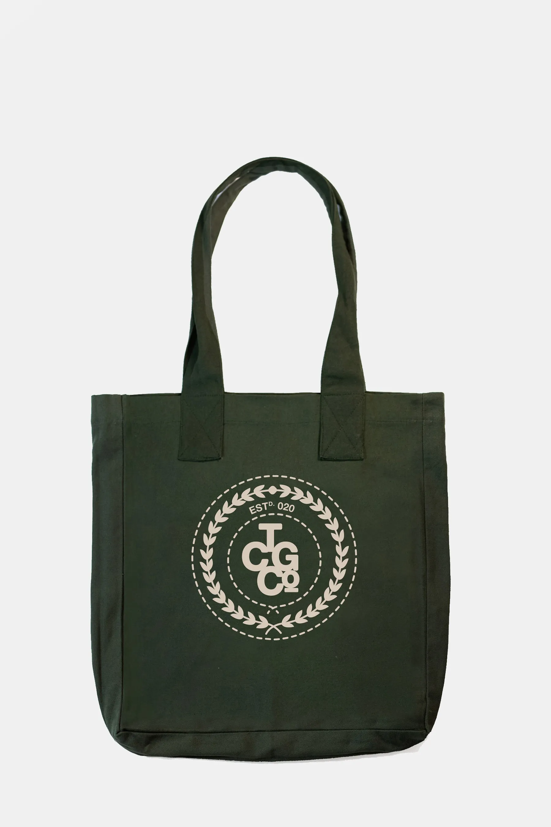 Olive 100% Recycled Cotton Everyday Tote - ESTd Logo sold by The Common Good Company product image thumbnail 2