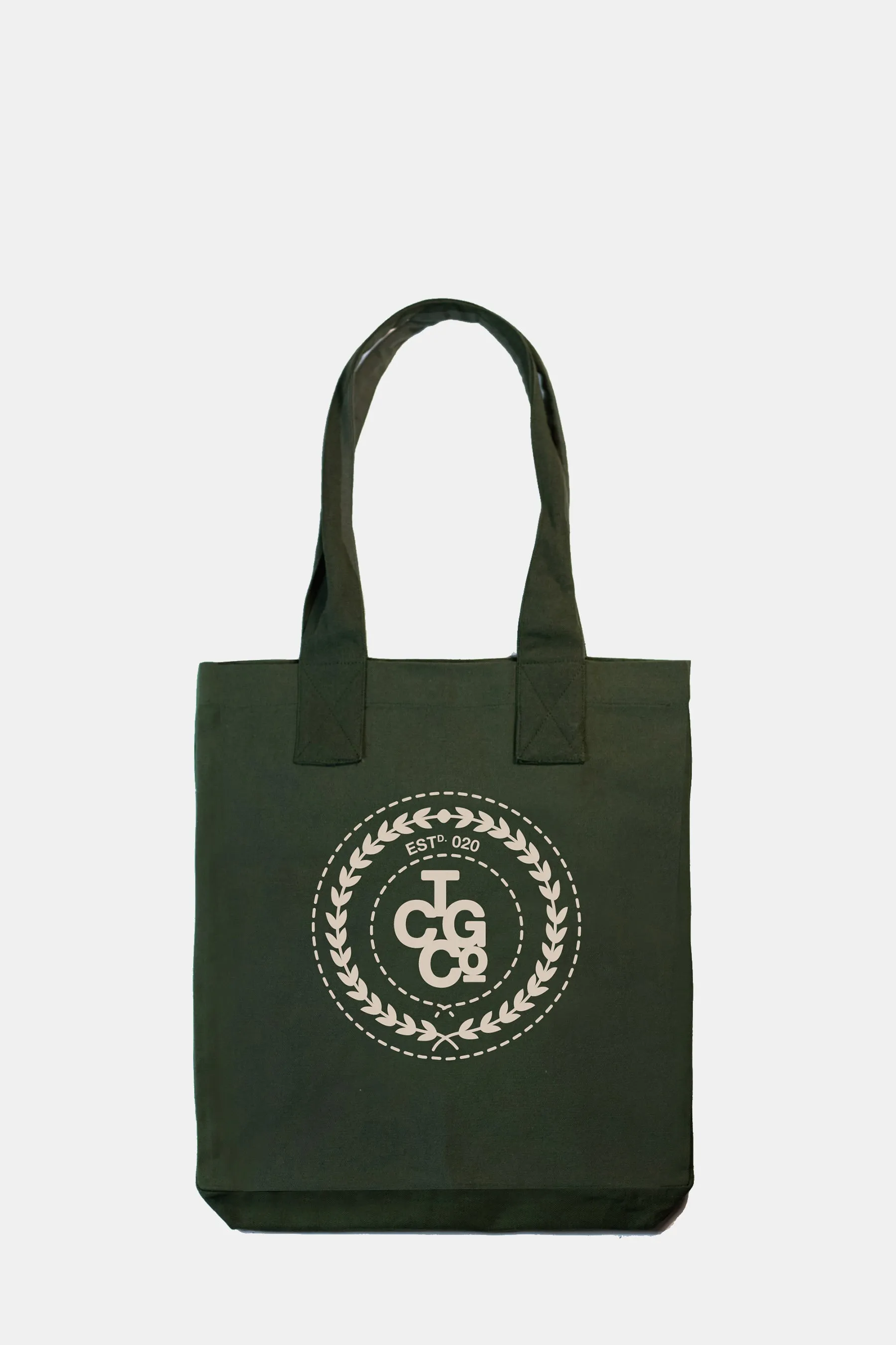 Olive 100% Recycled Cotton Everyday Tote - ESTd Logo sold by The Common Good Company