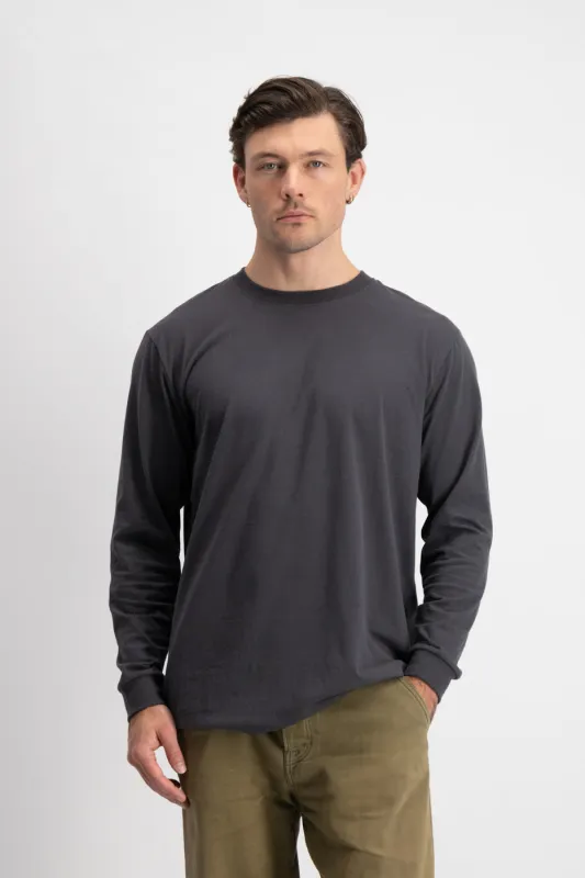 JOE BLOW LONG SLEEVE T-SHIRT - CHARCOAL made by The Common Good Company