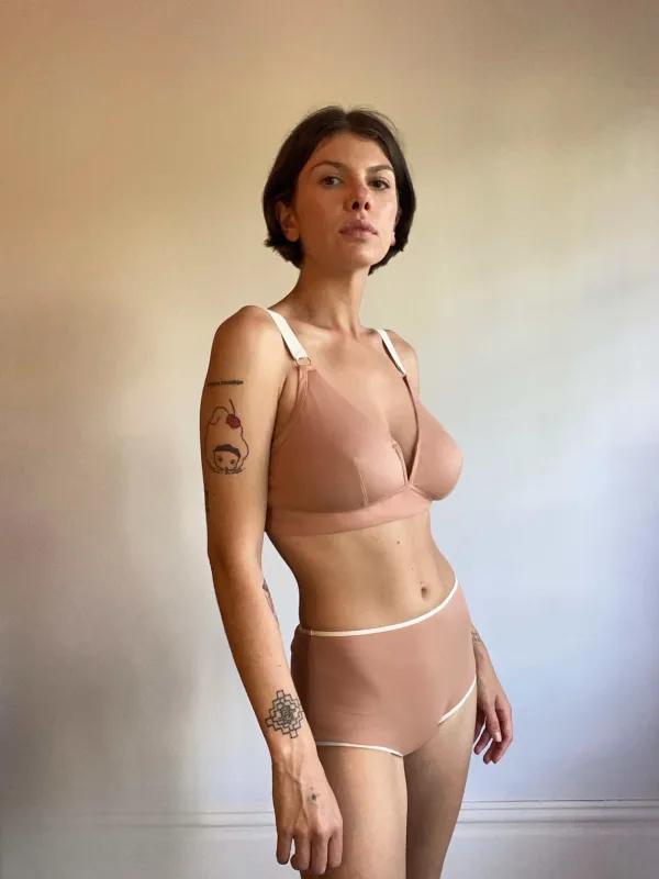 V for Victory Bra - Latte with optional removable pads sold by The Very Good Bra