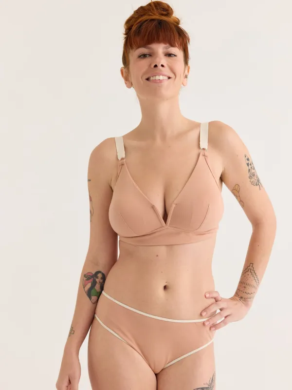 V for Victory Bra - Latte with optional removable pads - Limited pre-order re-stock due August sold by The Very Good Bra