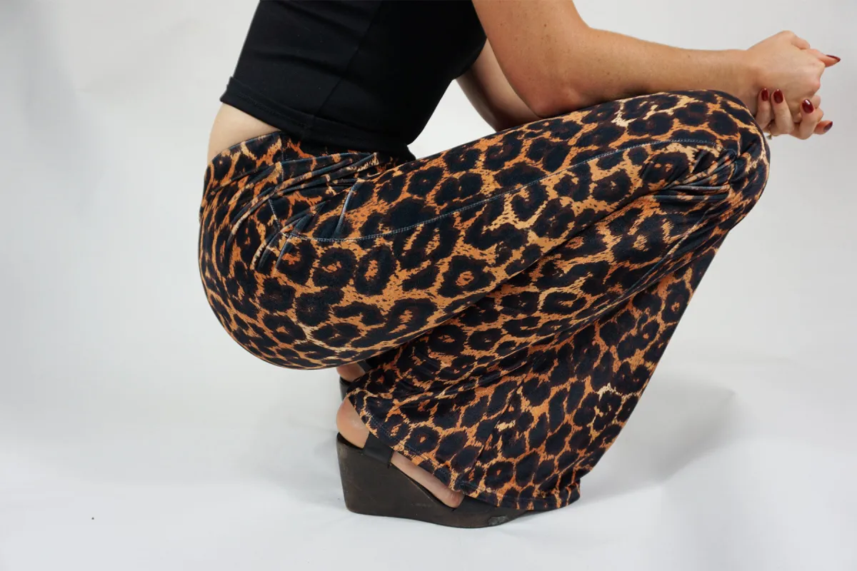 Leopard Print Velvet Flares - Exclusive Design sold by Flare Street