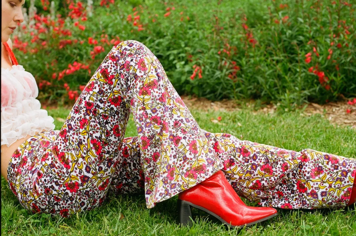 Luna Flares - Fuschia & Marigold Velvet sold by Flare Street