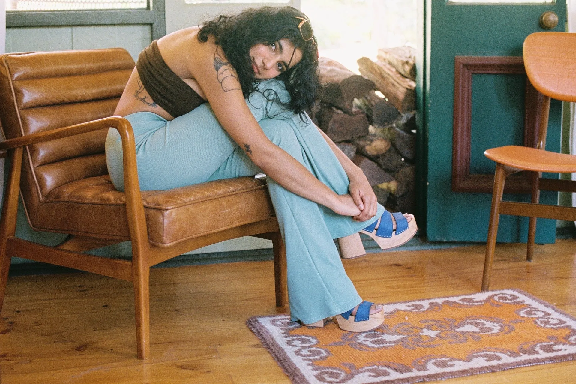 Ribbed Flares in Sage Green- Recycled Fabric sold by Flare Street product image thumbnail 3