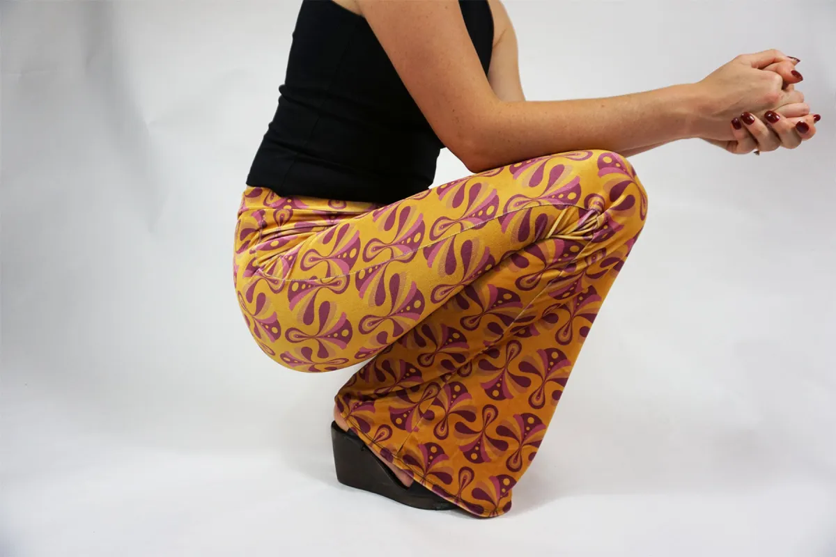 Etta Flares - Gold Mustard Velvet sold by Flare Street